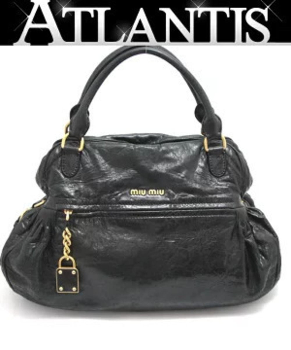 Miu Miu handbag padlock leather black